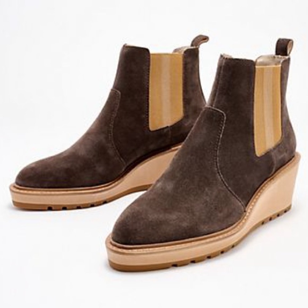 Anthropology Cecilia New York | Gemma Slip On Low Wedge Boot in Brown Size 9.5